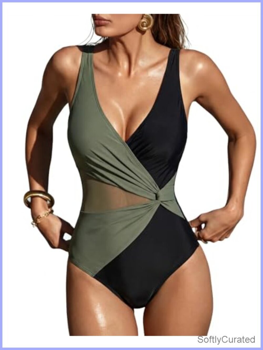 Sexy Mesh Tummy Control One Piece Swimsuit Push Up Bathing Suit